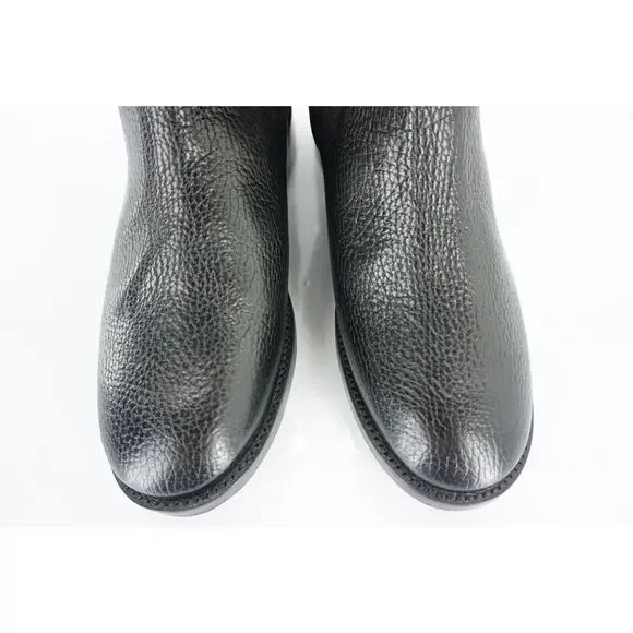 Tory Burch Joanna Black Leather Gold Logo Riding Boots Size 5.5 Heels NIB $495